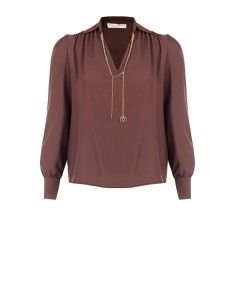 Camisa de cetim Curvy com decote em V e pormenor de corrente Rinascimento Curvy