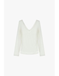 T-shirt de manga comprida com decote profundo e caracóis Dixie