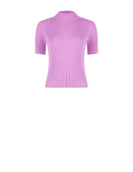 Camisola de gola alta canelada com lurex e etiqueta com o logótipo RR Rinascimento