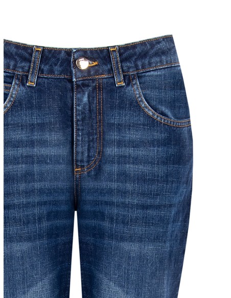 Calças de ganga skinny com abertura de pernas Rinascimento