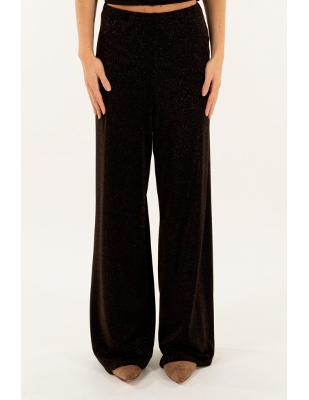 Calças palazzo em lurex Kontatto