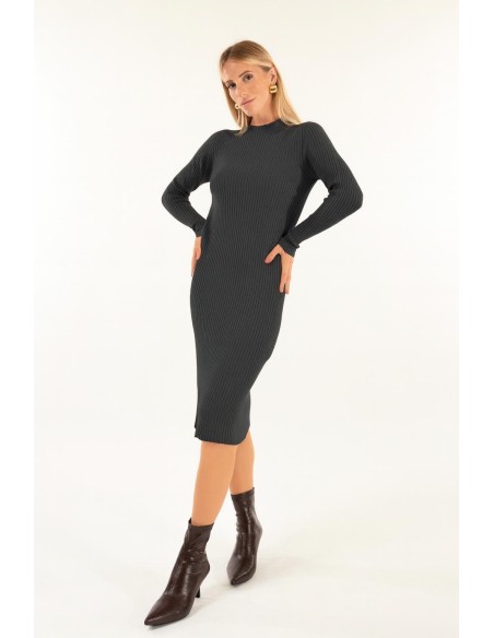 Vestido com gola redonda Ribbed Kontatto