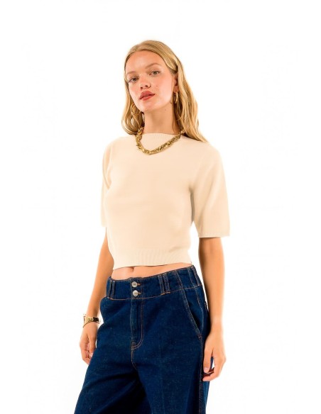 Manga curta com gola redonda Kontatto