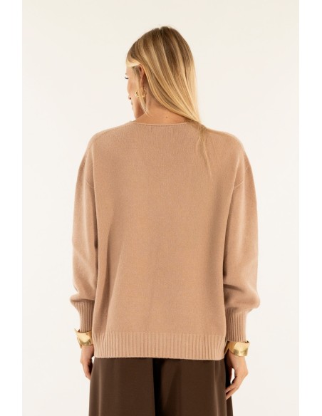 Malha de manga larga com decote em V Kontatto