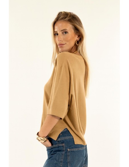 Camisola de manga curta com decote em V Kontatto