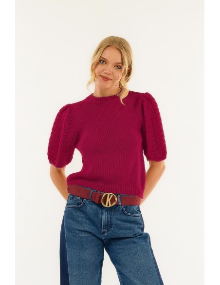 Manga balão Kontatto com gola redonda