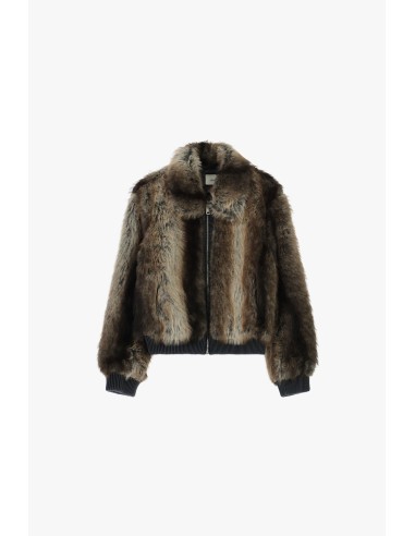 Calção de pelo ecológico com fecho de correr e rebordo canelado Dixie