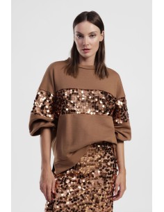 Sweatshirt Gola redonda com Maxi Lantejoulas em mangas Dixie