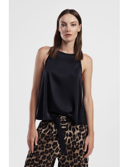 Dixie Cropped Gola redonda e top de alças largas