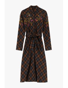 Vestido axadrezado com bordado floral Dixie 2