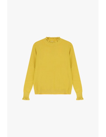 Malha Dixie com gola e punhos enrolados