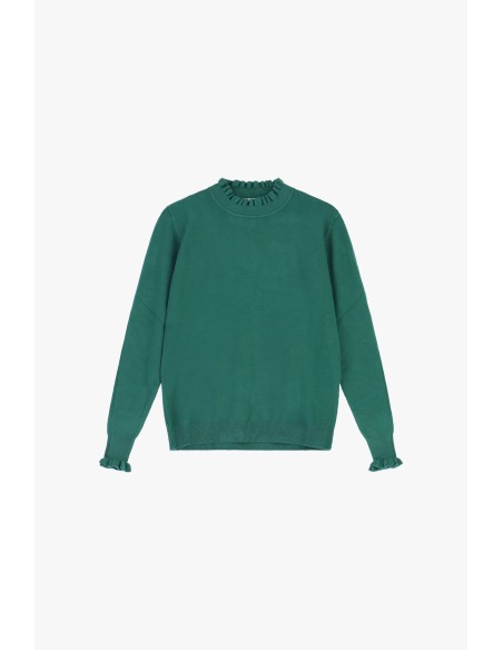 Malha Dixie com gola e punhos enrolados