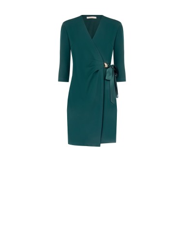 Vestido curto de tecido fluido com alças e decote em V Rinascimento