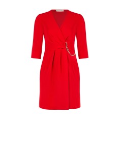 Vestido curto com bainha curvilínea em crepe de esparguete cruzado com pormenor de corrente Rinascimento Curvy