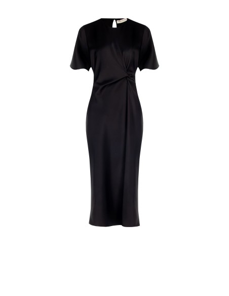 Rinascimento Vestido comprido de cetim ondulado de um lado