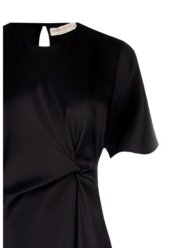 Rinascimento Vestido comprido de cetim ondulado de um lado