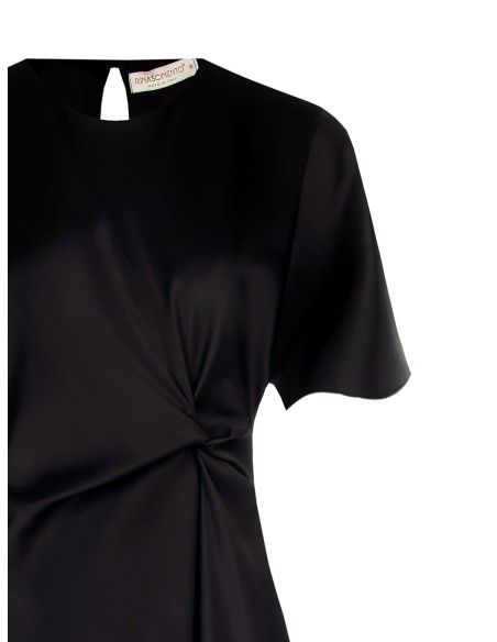 Rinascimento Vestido comprido de cetim ondulado de um lado