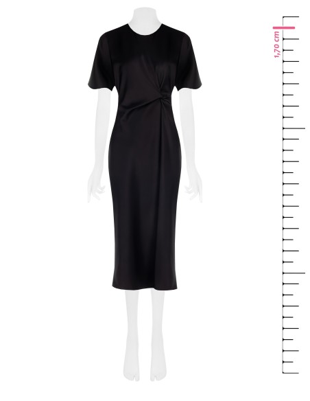 Rinascimento Vestido comprido de cetim ondulado de um lado