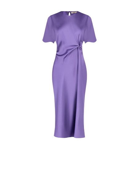 Rinascimento Vestido comprido de cetim ondulado de um lado
