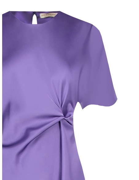 Rinascimento Vestido comprido de cetim ondulado de um lado