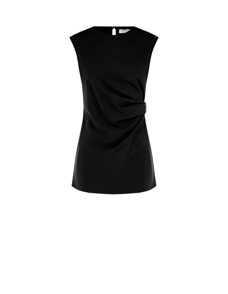 Top comprido assimétrico em tecido fluido enrolado de um lado Rinascimento