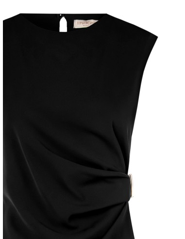 Top comprido assimétrico em tecido fluido enrolado de um lado Rinascimento