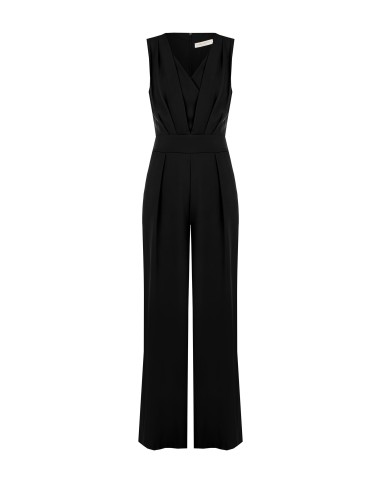 Fato Palazzo de tecido fluido com decote em V cruzado e laço nas costas Rinascimento