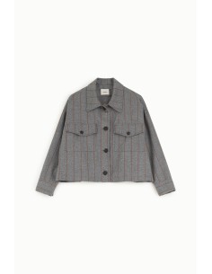 Blazer curto às riscas com bolsos à frente Dixie