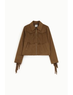 Blazer curto Dixie com franjas e fecho de correr à frente 2