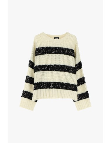 Camisola às riscas com lantejoulas brilhantes Dixie