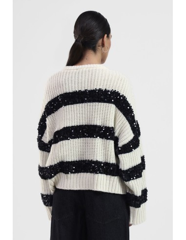 Camisola às riscas com lantejoulas brilhantes Dixie