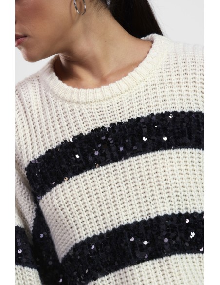 Camisola às riscas com lantejoulas brilhantes Dixie