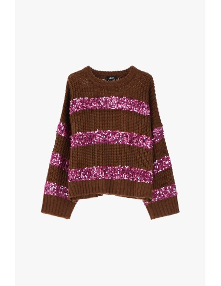 Camisola às riscas com lantejoulas brilhantes Dixie