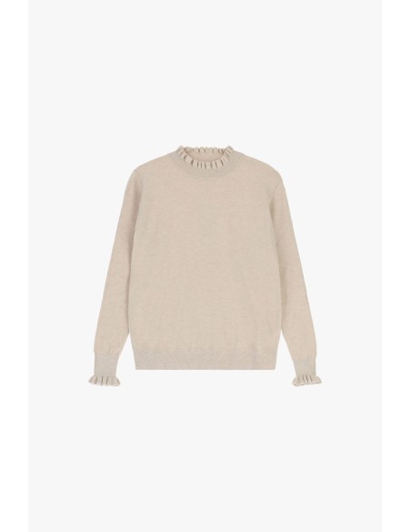 Malha Dixie com gola e punhos enrolados