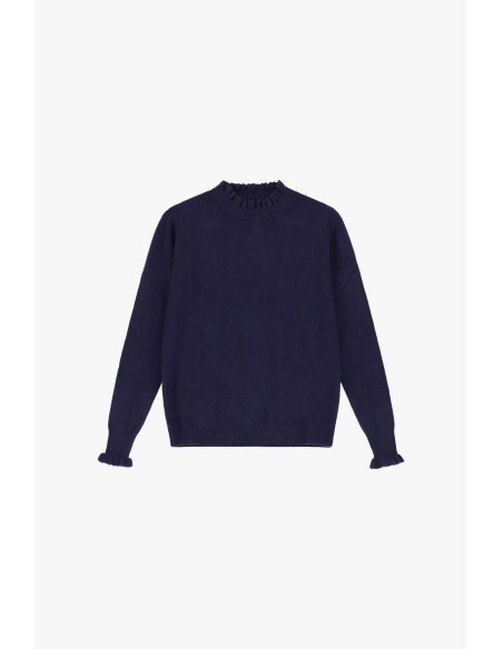 Malha Dixie com gola e punhos enrolados