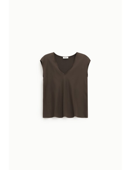 Top Dixie sem mangas com decote em V fluido