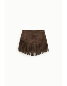 Saia curta com franjas e corte em V Dixie 2