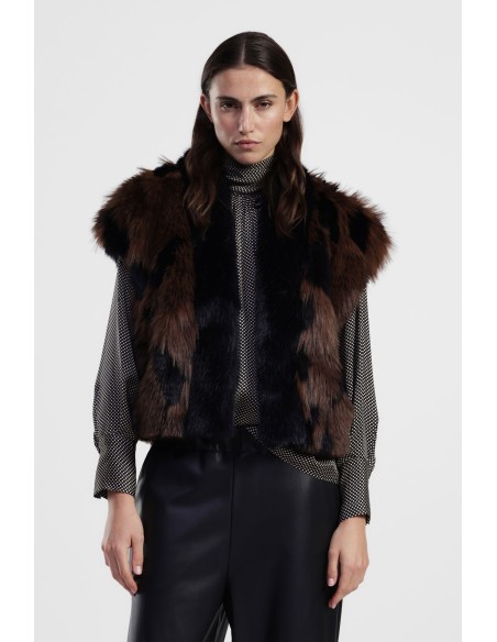 Eco-pelo Sem Mangas Efeito Animal Comprido Regular Dixie