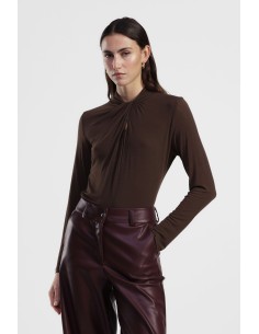 Camisola drapeada Dixie com gola alta