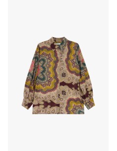 Camisa Paisley Fantasy Pescoço coreano Manga comprida Dixie