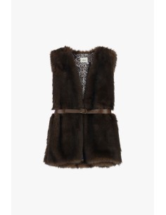 Pelo ecológico sem mangas com cinto ajustável Dixie