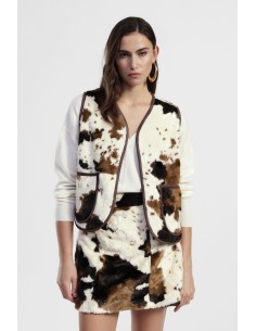 Colete sem mangas Efeito de pelo estampado com bolsos Dixie