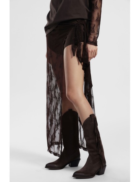 Saia comprida de renda com nó à frente Dixie