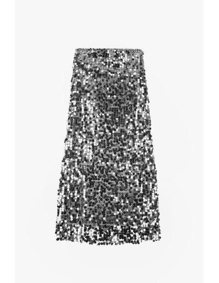 Saia midi Dixie com lantejoulas aplicadas