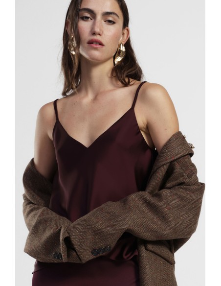 Top Dixie com decote em V e alças finas