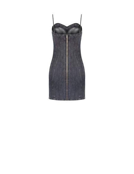 Rinascimento Vestido curto de bainha em ganga com cobertura de strass