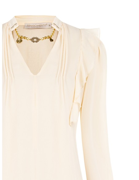 Camisa em georgette semitransparente com corrente e berloques Rinascimento