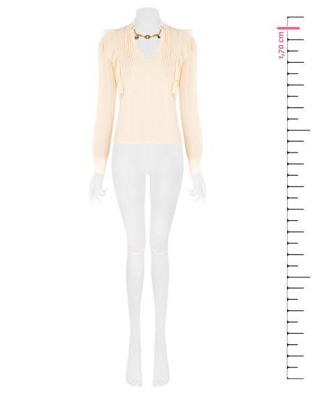 Camisa em georgette semitransparente com corrente e berloques Rinascimento