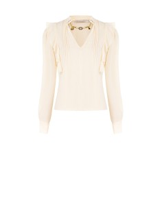 Camisa em georgette semitransparente com corrente e berloques Rinascimento