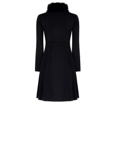 Casaco comprido de veludo com pormenor de pregas e gola de pele sintética Rinascimento 2